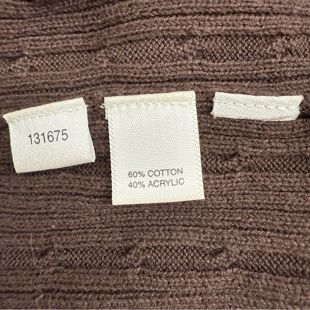 Ann Taylor Factory Chocolate Brown V-Neck Cable Knit Sweater Size M Medium - Picture 4 of 6